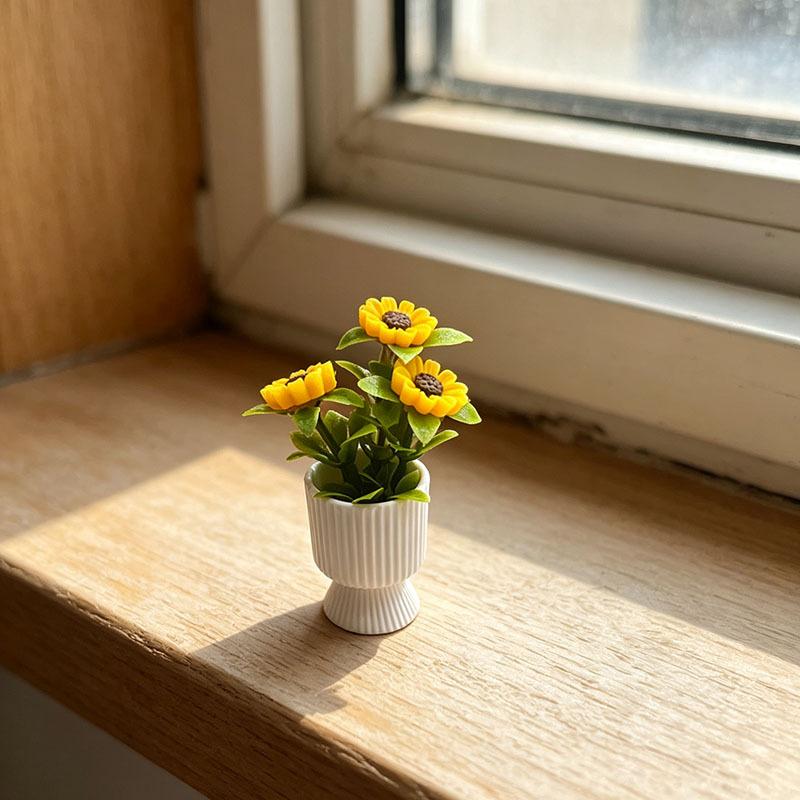 Plant Pot - { # 미니어처 해바라기 화분 장식,