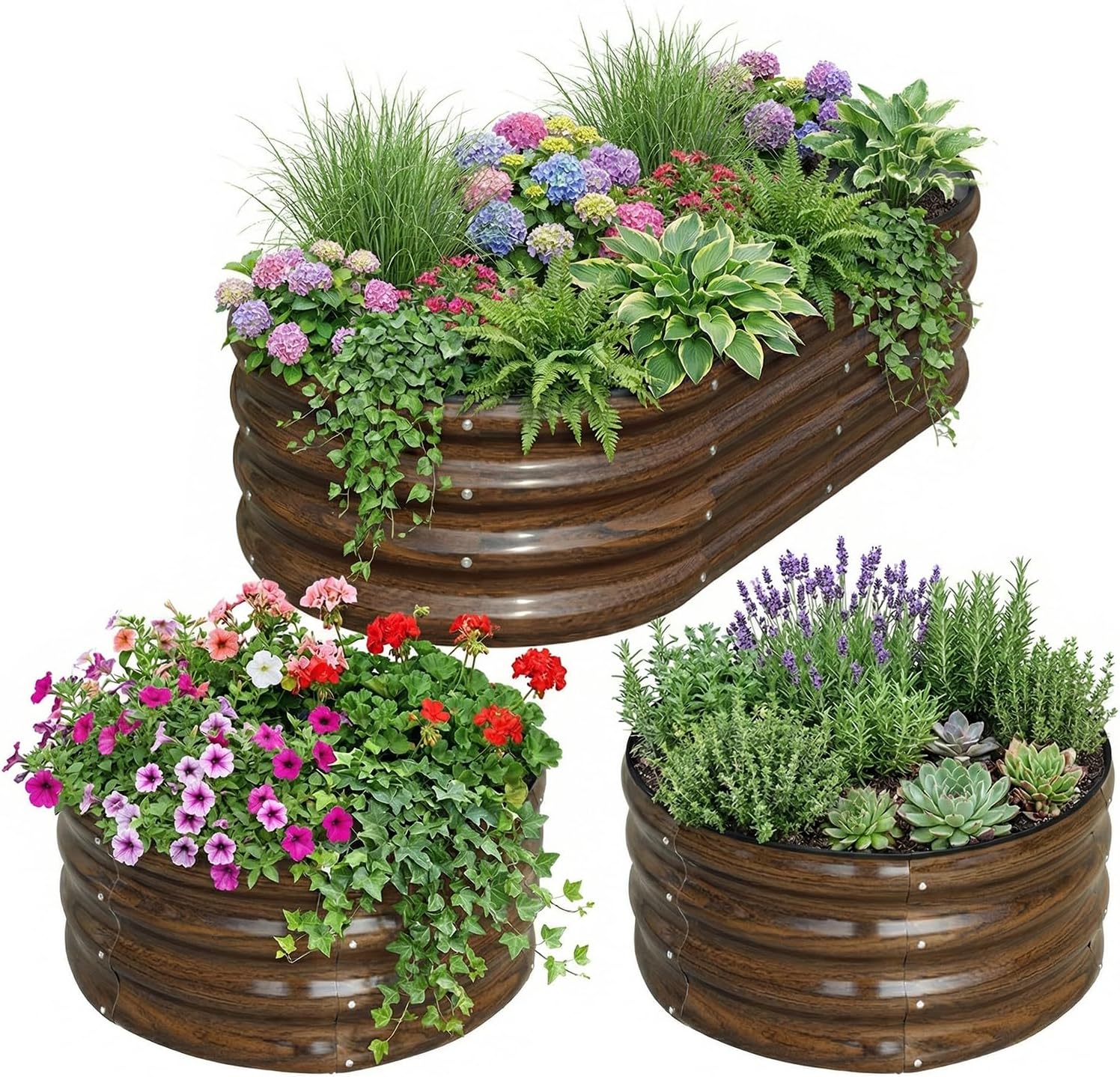 Raised Garden Bed - 3팩 아연 도금 강철 재질의 높이형