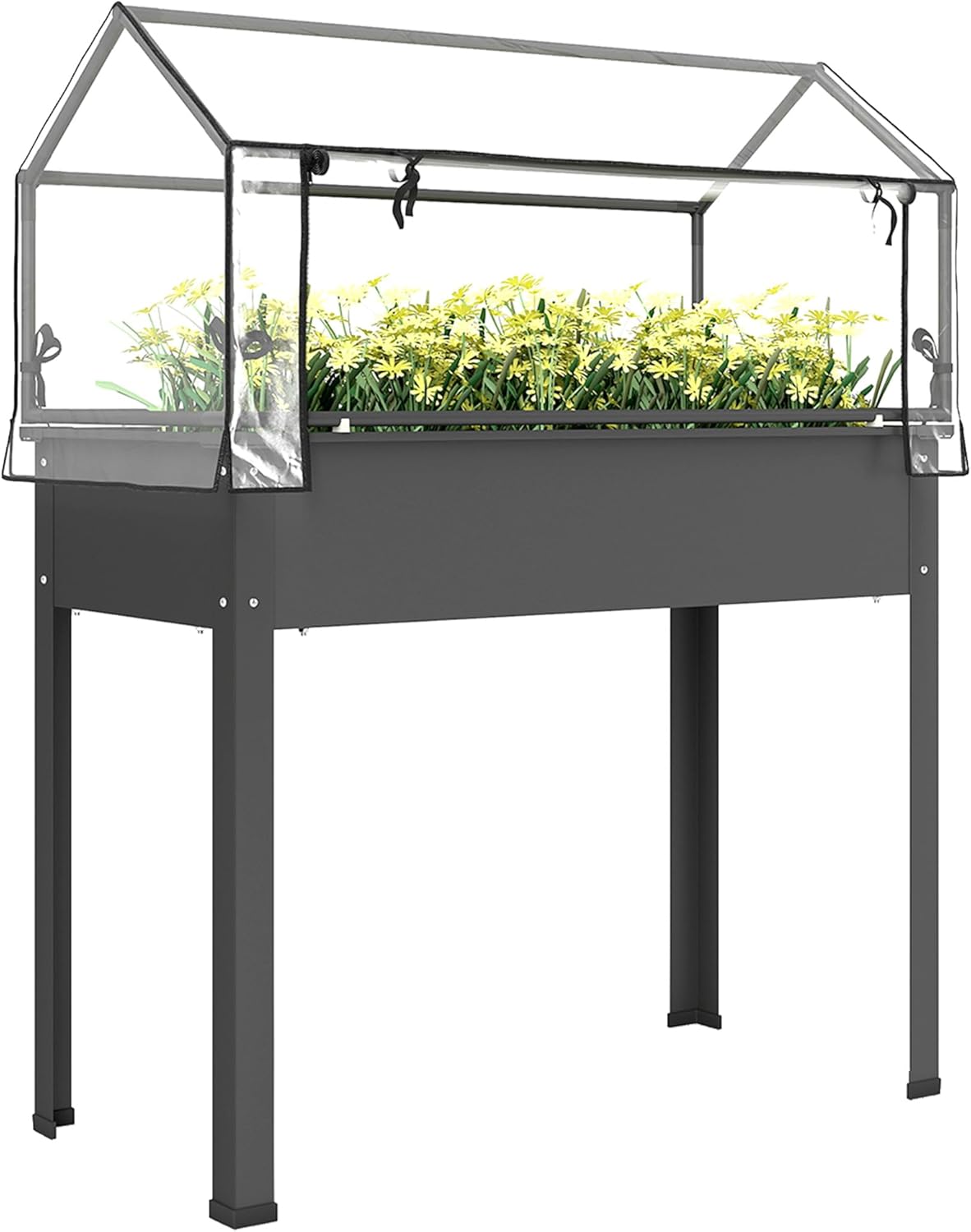 Raised Garden Bed - 온실 커버가 있는 높이형 화분, 다리와
