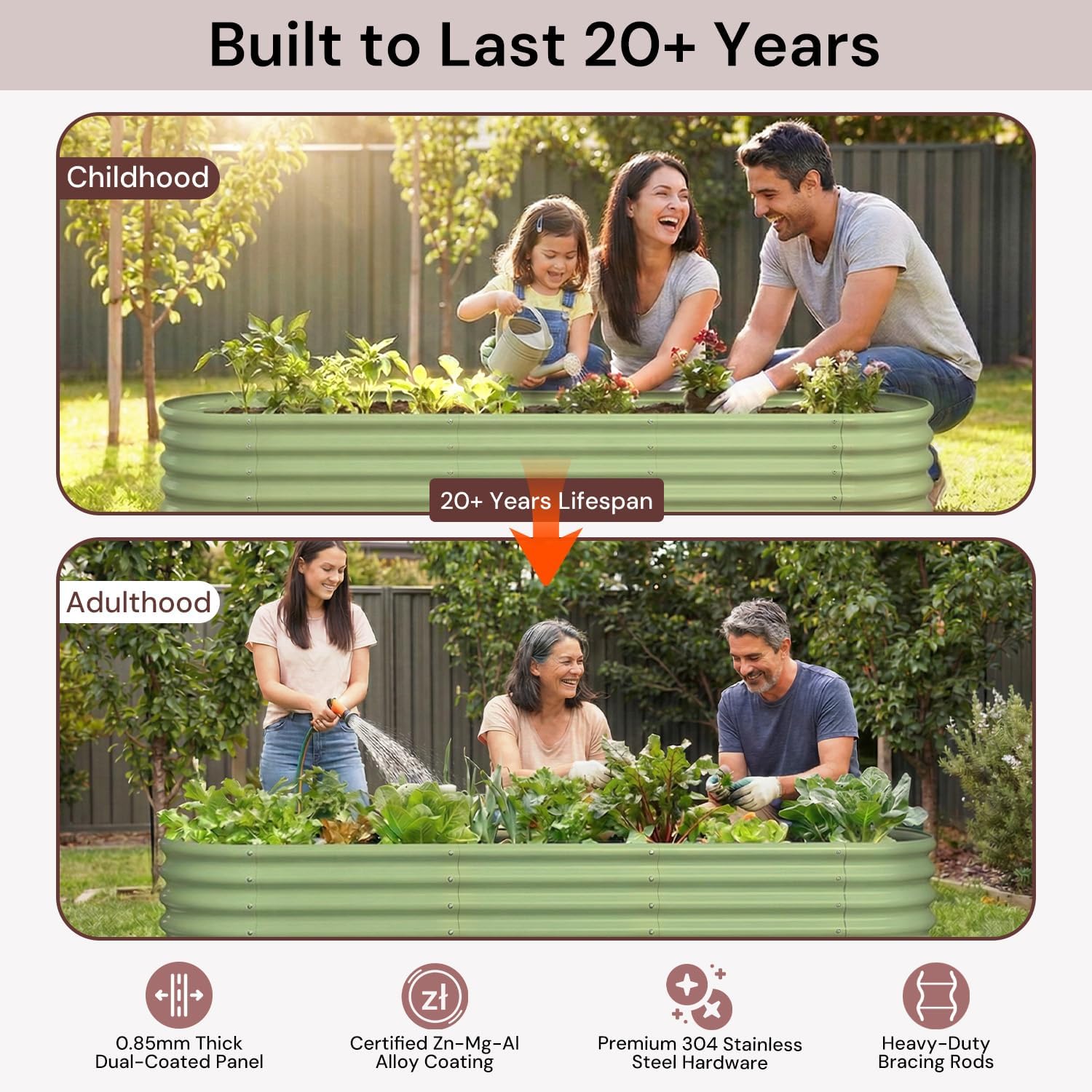 아연 도금된 높이형 정원용 화분 8x4x1피트, 높이  - Raised Garden Bed 리뷰 및 가격