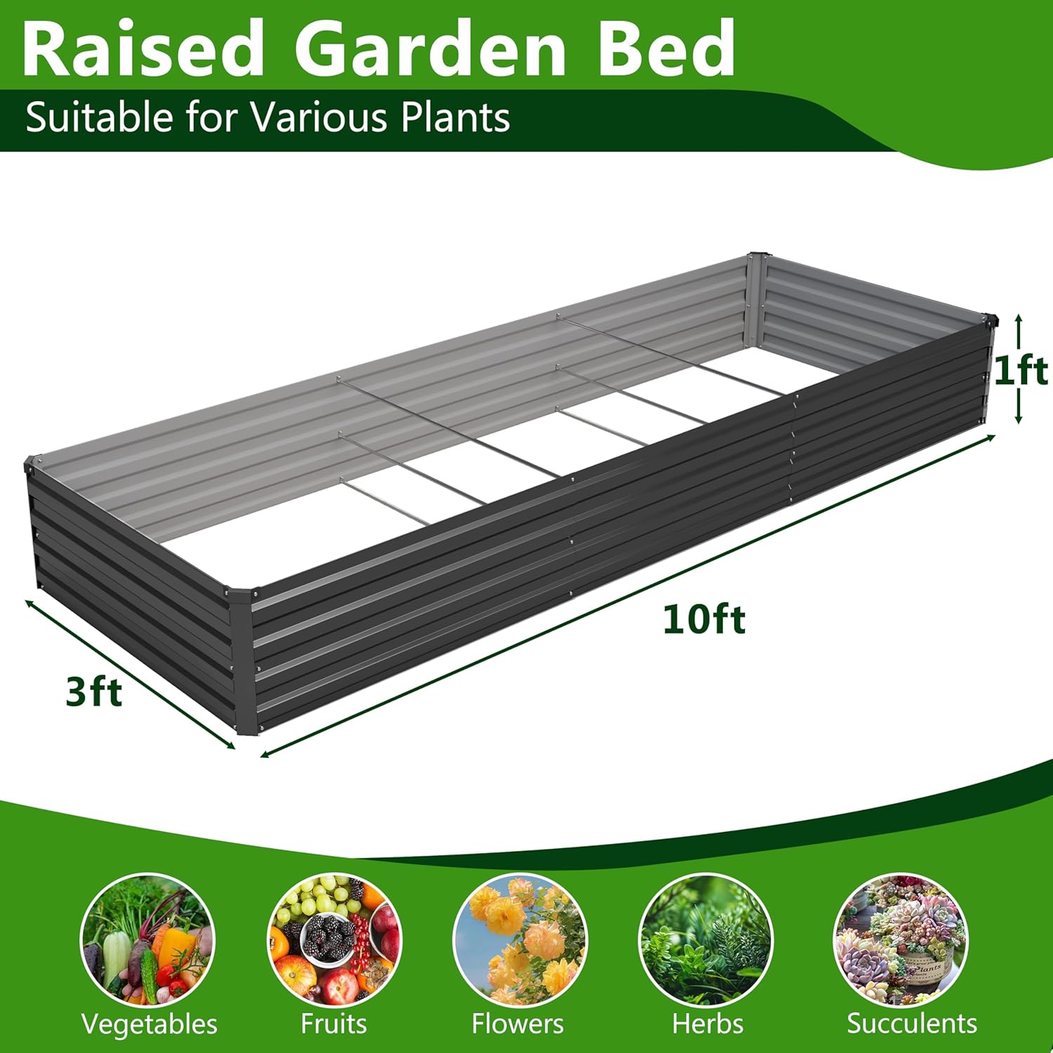 2개 세트 10x3x1피트 아연 도금된 높이형 정원 화 - Raised Garden Bed 리뷰 및 가격