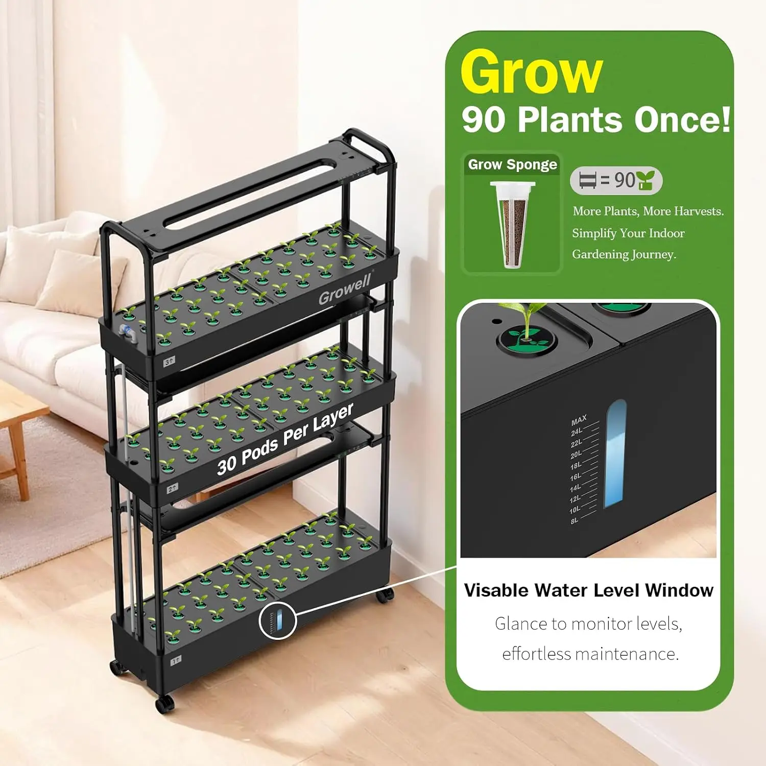 대형 수경재배 시스템 키트, 90개의 화분이 있는 수직 - Hydroponic Kit 리뷰 및 가격